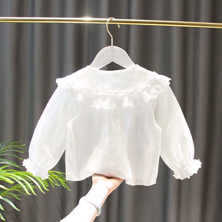 Proljeće jesen Little Grils majica dugih rukava s cvjetnim vezom, jednoredna gaćica od muslina Dječje majice za djevojčice Bluza za djevojčice