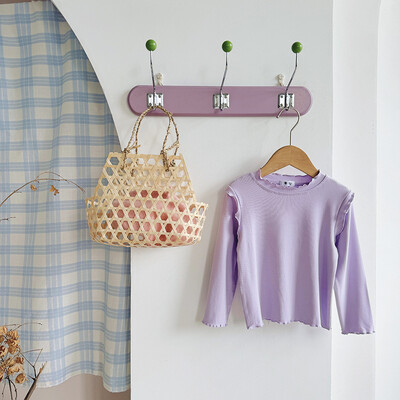 Uus kevadine sügisene väikelaste tüdrukute ülaosa puuvillane soliidne, pehme ja pehme tüdrukute särgid, lihtsad pikkade varrukatega, mitmekülgne laste, tüdrukute alussärk