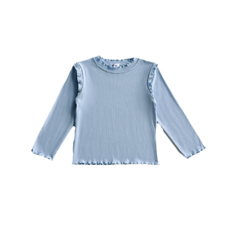 Uus kevadine sügisene väikelaste tüdrukute ülaosa puuvillane soliidne, pehme ja pehme tüdrukute särgid, lihtsad pikkade varrukatega, mitmekülgne laste, tüdrukute alussärk