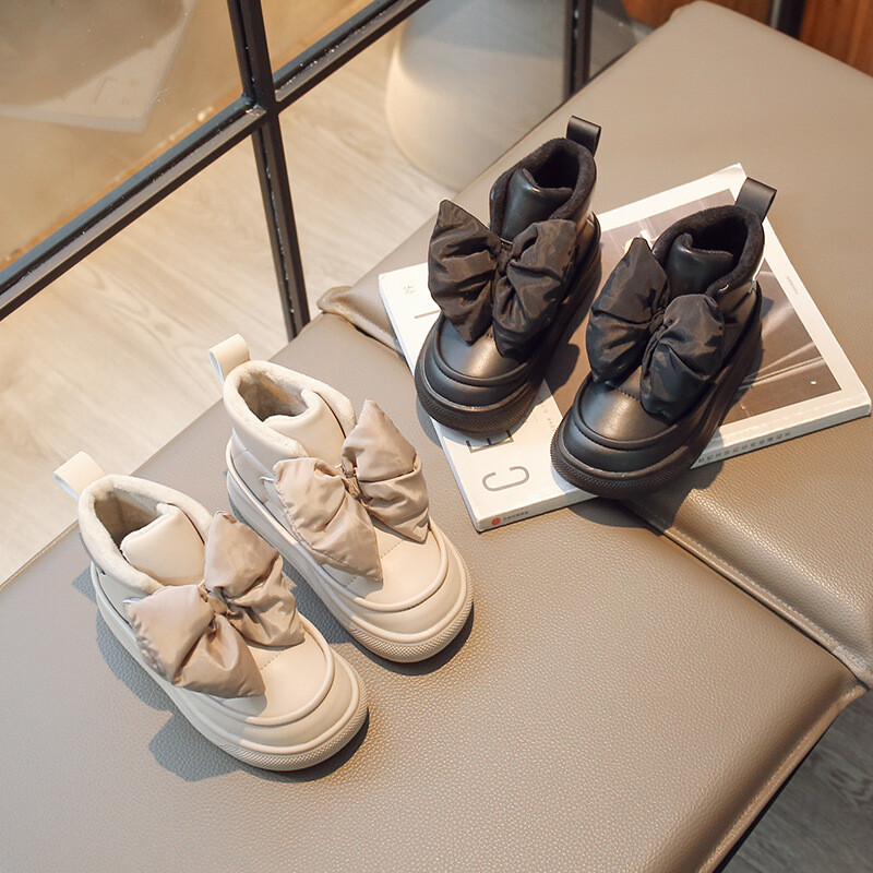 Tüdrukute plüüsisaapad, suured vibu Tüdrukutele paksud puuvillased jalanõud, tüdrukutele mõeldud disainersaapad tüdrukule Сапоги Ботинки Для Девочки