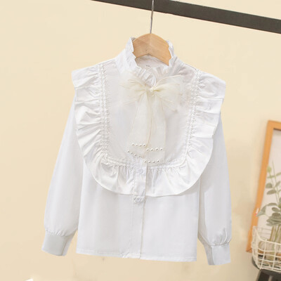 2024 Άνοιξη και καλοκαίρι νέο μοτίβο Κοριτσίστικο πουκάμισο για μικρά κορίτσια λευκό πουκάμισο Μοντέρνο παιδικό μακρυμάνικο πουκάμισο Κορεάτικη έκδοση