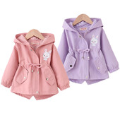 Φθινοπωρινό casual μακρύ αντιανεμικό παλτό για κορίτσια Χαριτωμένο κουνέλι μωρό μπουφάν με κουκούλα Παιδικά εξωτερικά ενδύματα 2-6 ετών Ρούχα για νήπια για κορίτσια