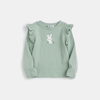 Sügises Imiku beebitüdruku Topid Ruffle Varrukatega Ümarkrae Väikelapse Tüdruku Alussärk Puuvillane Loomade Trüki Soonikuga Laps Tüdrukutele Soojad Särgid