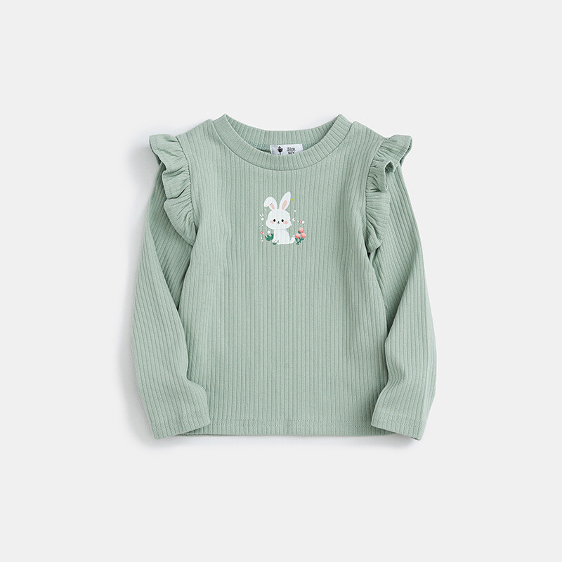 Sügises Imiku beebitüdruku Topid Ruffle Varrukatega Ümarkrae Väikelapse Tüdruku Alussärk Puuvillane Loomade Trüki Soonikuga Laps Tüdrukutele Soojad Särgid