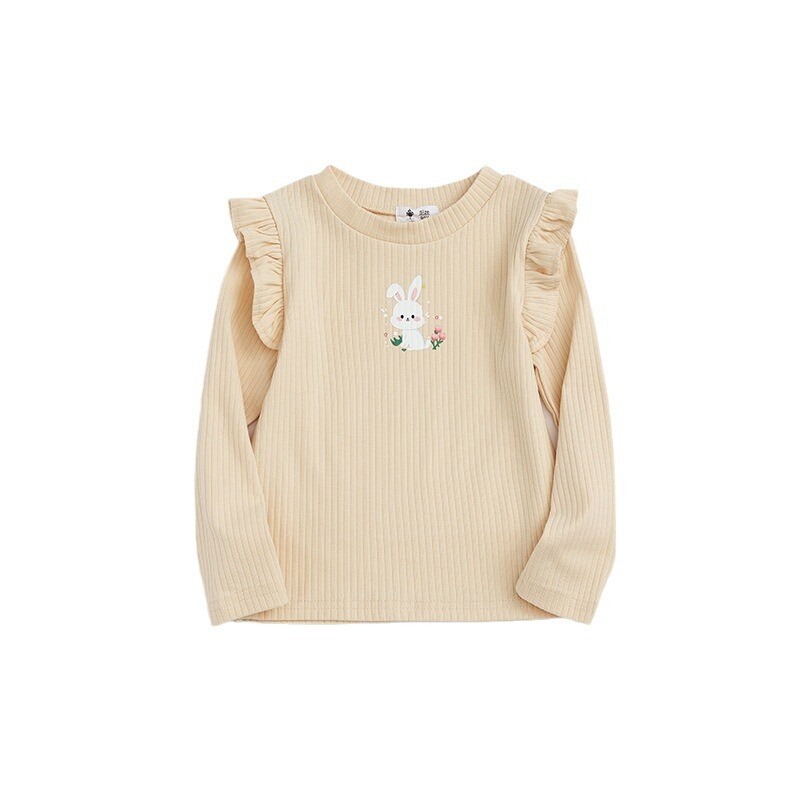 Sügises Imiku beebitüdruku Topid Ruffle Varrukatega Ümarkrae Väikelapse Tüdruku Alussärk Puuvillane Loomade Trüki Soonikuga Laps Tüdrukutele Soojad Särgid