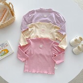 Potkošulje za djevojčice od 0 do 5 godina Proljeće Jesen Pune košulje s vezom u obliku srca s rubovima i vezom Jednobojne kratke majice za djevojčice