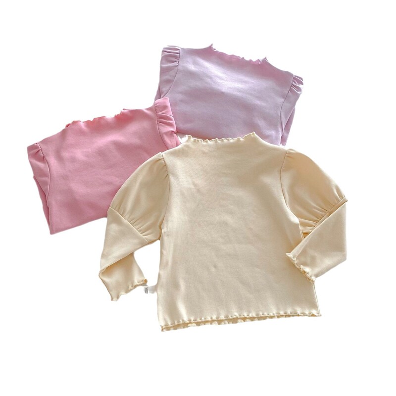 Potkošulje za djevojčice od 0 do 5 godina Proljeće Jesen Pune košulje s vezom u obliku srca s rubovima i vezom Jednobojne kratke majice za djevojčice