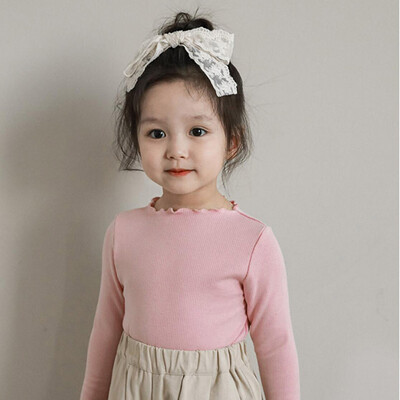 Vintage tüdrukute pitsist särk Kevadsügisene pikkade varrukatega puuvillane soonikuga lastesärk väikelastele Tüdrukute riided Lastetopsid Välirõivad 2-8a