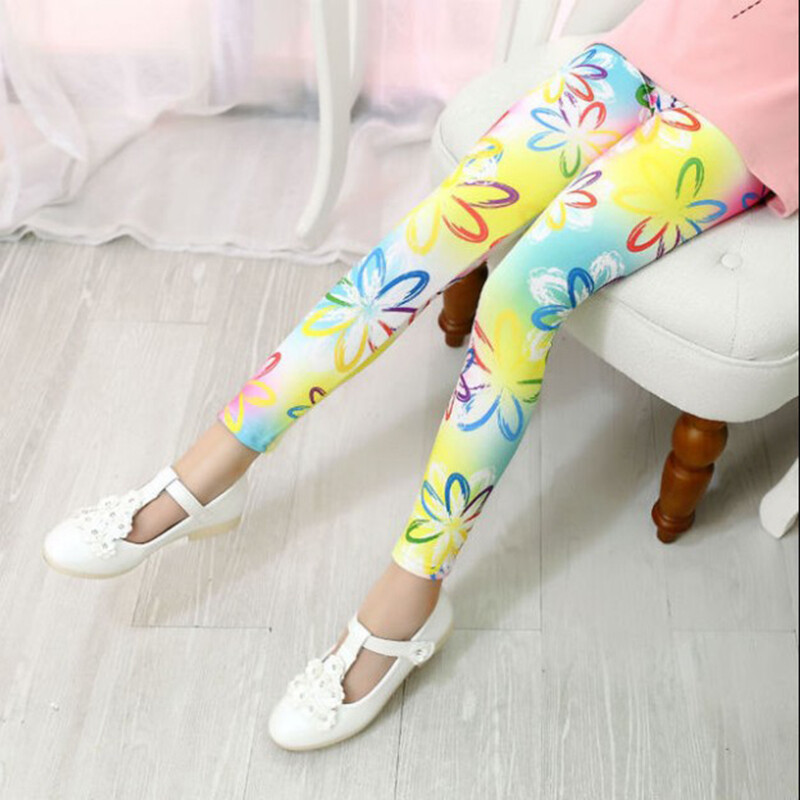 Tüdrukute säärised kevadsuvised õhukesed kõrge elastsed pliiatspüksid väikelaste õhukesed pikad püksid lastele vanuses 2–9 aastat