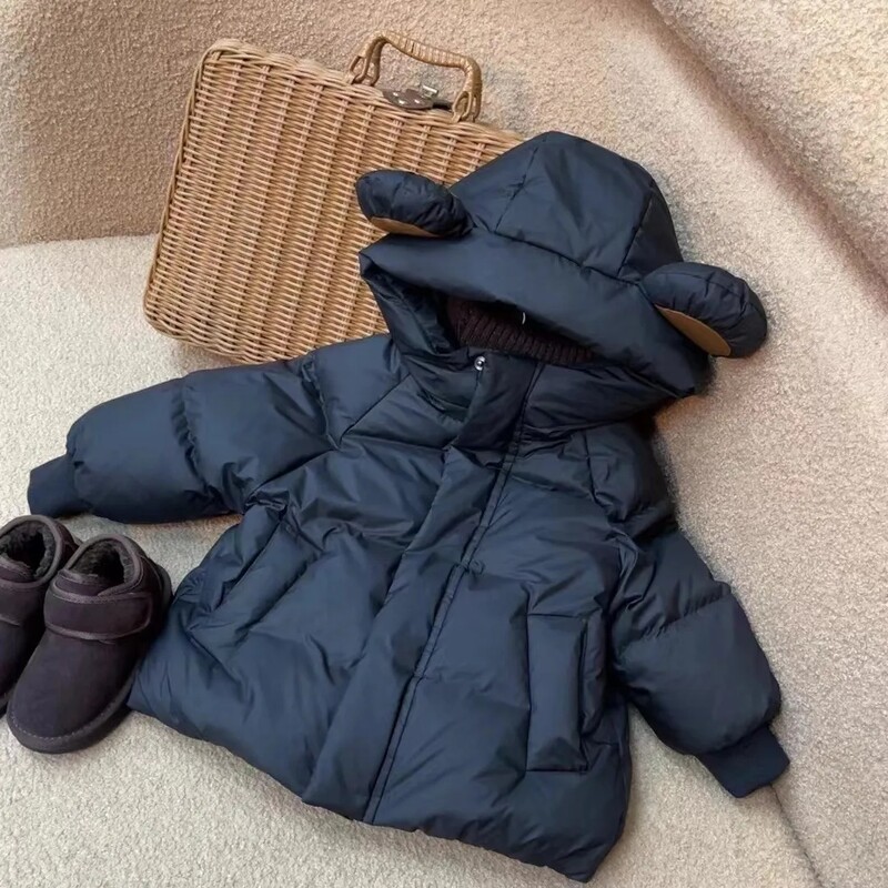 Dječji kaputi Puhana jakna s kapuljačom na ušima Dječja jakna Zimska odjeća za djevojčice Odjeća za dječake Odjevne kombinacije od 3 do 8 godina Pufer jakna za dječake