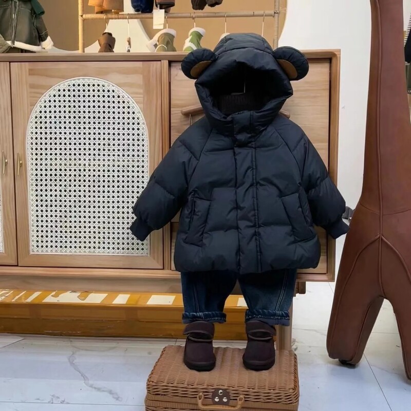 Dječji kaputi Puhana jakna s kapuljačom na ušima Dječja jakna Zimska odjeća za djevojčice Odjeća za dječake Odjevne kombinacije od 3 do 8 godina Pufer jakna za dječake