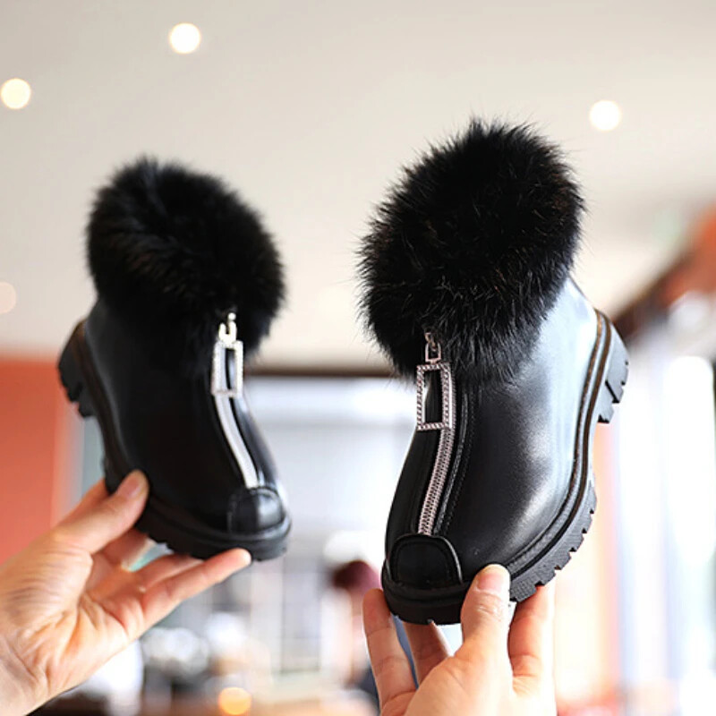 Moodsad lastesaapad talvesoojad pluss samettõmblukuga tüdrukute Chelsea saapad nahast veekindlad vabaaja täidisega kohevad saapad kingad
