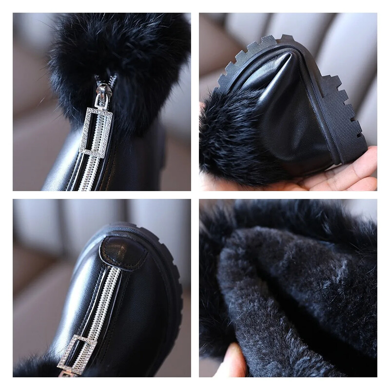 Moodsad lastesaapad talvesoojad pluss samettõmblukuga tüdrukute Chelsea saapad nahast veekindlad vabaaja täidisega kohevad saapad kingad