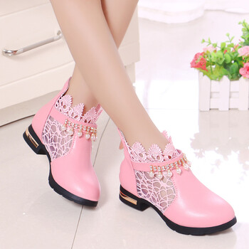 Mumoresip Princess Girls Boots Παιδικά μποτάκια από δαντέλα ύφασμα αναπνεύσιμο Princess Sweet Children Παπούτσια στον αστράγαλο Φθινοπωρινά χειμωνιάτικα μποτάκια