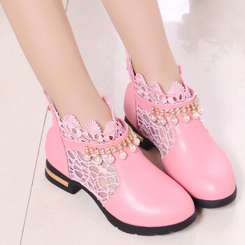 Mumoresip Princess Girls Boots Παιδικά μποτάκια από δαντέλα ύφασμα αναπνεύσιμο Princess Sweet Children Παπούτσια στον αστράγαλο Φθινοπωρινά χειμωνιάτικα μποτάκια