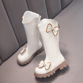 Dječja čizmica Jesen Zima Moda Lakirane Čizme za djevojčice Tople plišane Princess Duge čizme Sweet Bow Pearl Dječje cipele Botas