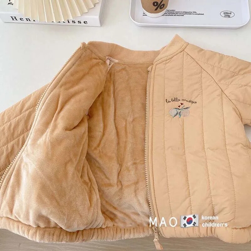 Есенно-зимно агнешко поларено детско яке Удебелено ветроустойчиво яке за момичета Памучно палто Подплата Плюшени якета за момчета с анимационни бродерии 2-6 г.