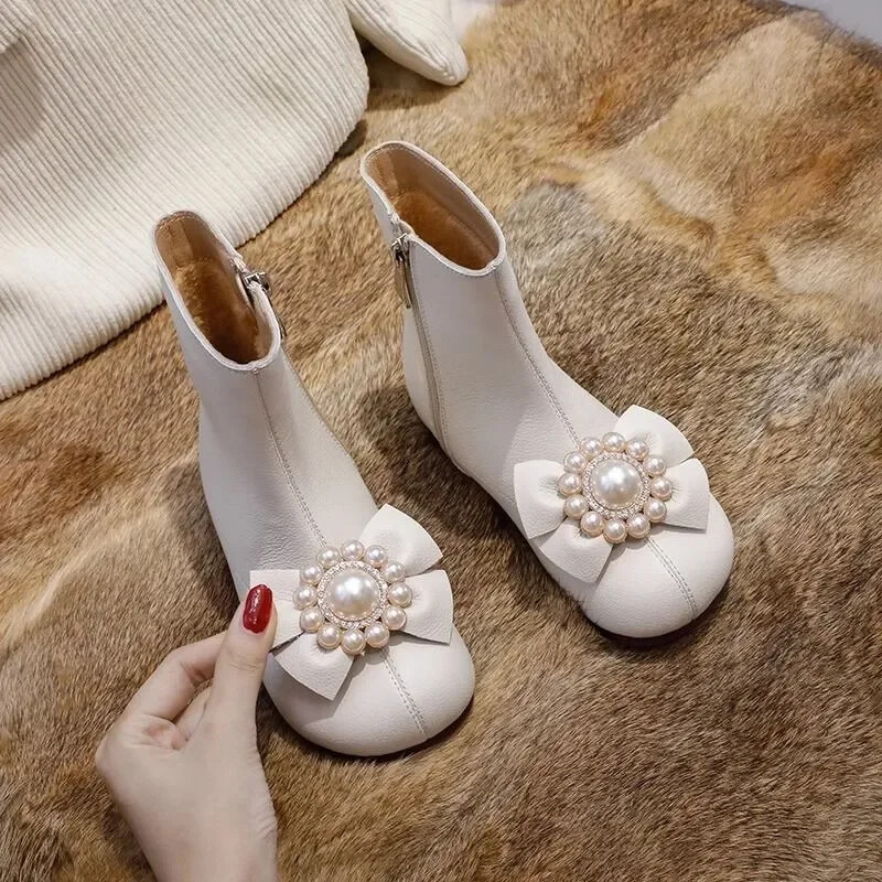 2023. aasta uued tüdrukute saapad, lilledega vibu, stiilsed lastele mõeldud printsessi lühikesed saapad pidulikeks pulmanäitusteks, lihtne kohaletoimetamine