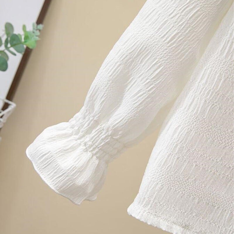 4-15-aastased sügiskoolivormid tüdrukud, valge pluus, pikkade varrukatega särgid lastele.