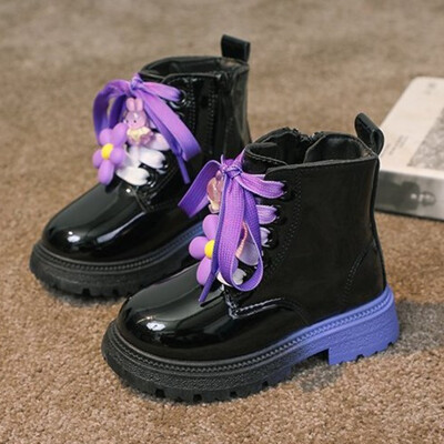 Tüdrukute saapad Sügisroosa, lilla, lakknahast armsad lühikesed lastesaapad 22-33 väikelaste ümara varbaga Tursked moodsad lastekingad