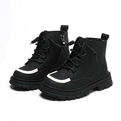 Nove dječje čizme od meke kože Zgodne dječje kratke čizme na vezanje, mat PU koža, protuklizna, uniseks cipele za dječake i djevojčice 아동구두