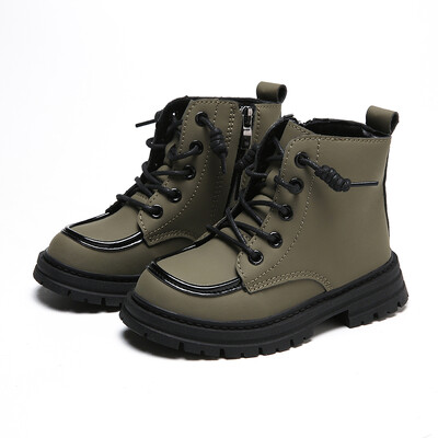 Nove dječje čizme od meke kože Zgodne dječje kratke čizme na vezanje, mat PU koža, protuklizna, uniseks cipele za dječake i djevojčice 아동구두