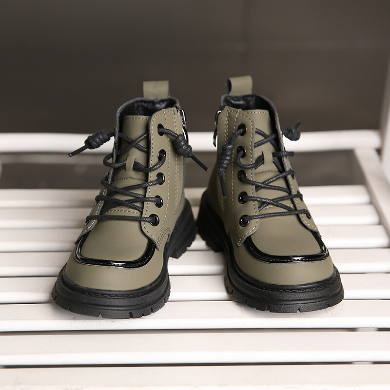 Nove dječje čizme od meke kože Zgodne dječje kratke čizme na vezanje, mat PU koža, protuklizna, uniseks cipele za dječake i djevojčice 아동구두