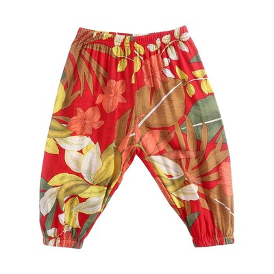 Sanlutoz Ljetne hlače za djevojčice Cvjetovi Duge hlače za dojenčad Slatke pamučne dječje hlače Blagdanski stil