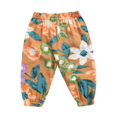 Sanlutoz Ljetne hlače za djevojčice Cvjetovi Duge hlače za dojenčad Slatke pamučne dječje hlače Blagdanski stil