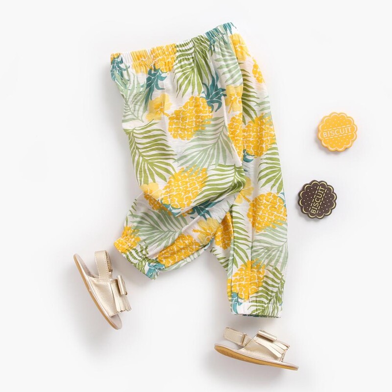 Sanlutoz Ljetne hlače za djevojčice Cvjetovi Duge hlače za dojenčad Slatke pamučne dječje hlače Blagdanski stil