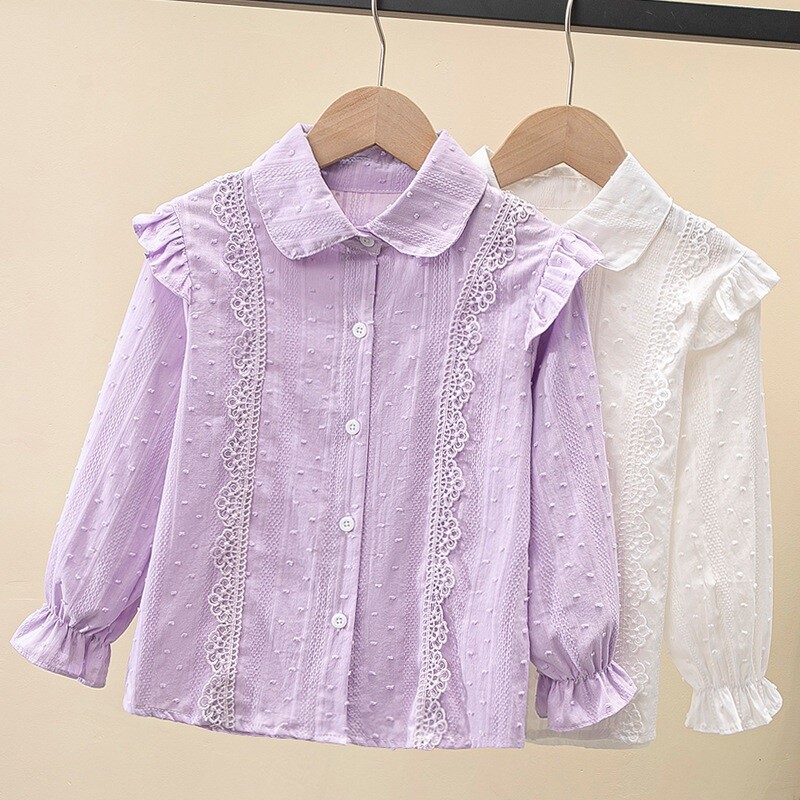 Cămași cu mânecă lungă din dantelă pentru fete de școală pentru copii mici, adolescenți, fete, bluze albe, bluze, cămașă pentru copii, haine pentru copii 6 8 10 12 14 ani