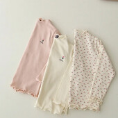 Lastele Tüdrukutele Turtlene kaelusega alussärk Kevadine alasärk Sügis pikkade varrukatega Soliidne T-särk Laste vabaaja lillelised topsid T-särgid 1-6 a