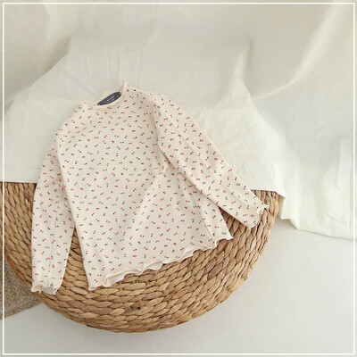 Lastele Tüdrukutele Turtlene kaelusega alussärk Kevadine alasärk Sügis pikkade varrukatega Soliidne T-särk Laste vabaaja lillelised topsid T-särgid 1-6 a