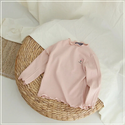 Lastele Tüdrukutele Turtlene kaelusega alussärk Kevadine alasärk Sügis pikkade varrukatega Soliidne T-särk Laste vabaaja lillelised topsid T-särgid 1-6 a