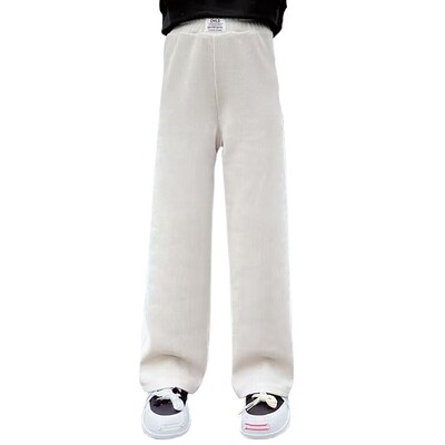 Tüdrukute laia säärega püksid Uued kevade ja sügise trendikas laste velvetist vabaaja sirge säärega püksid Tüdrukute trendi salenemist soodustavad pikad püksid