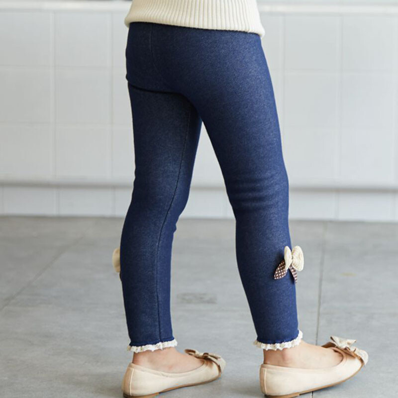 Pantaloni pentru fetiță, toamnă iarnă, pantaloni caldi pentru copii, jambiere pentru bebeluși, îngroșați, catifea, cu bowknot, pantaloni jeans pentru copii, haine pentru fete anti frig