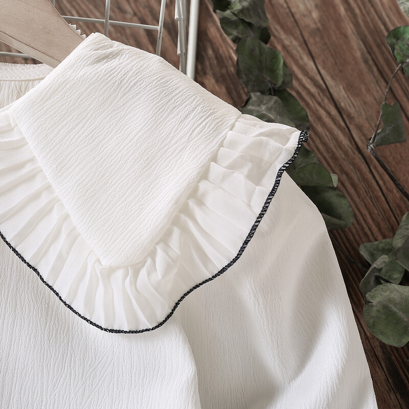 Kooli Unifom Lastele Valged Särgid Tüdrukutele Pluusid Šifoon Kevad Sügis Pikad varrukad Laste Riided Teismelised 4 6 8 10 12 aastat