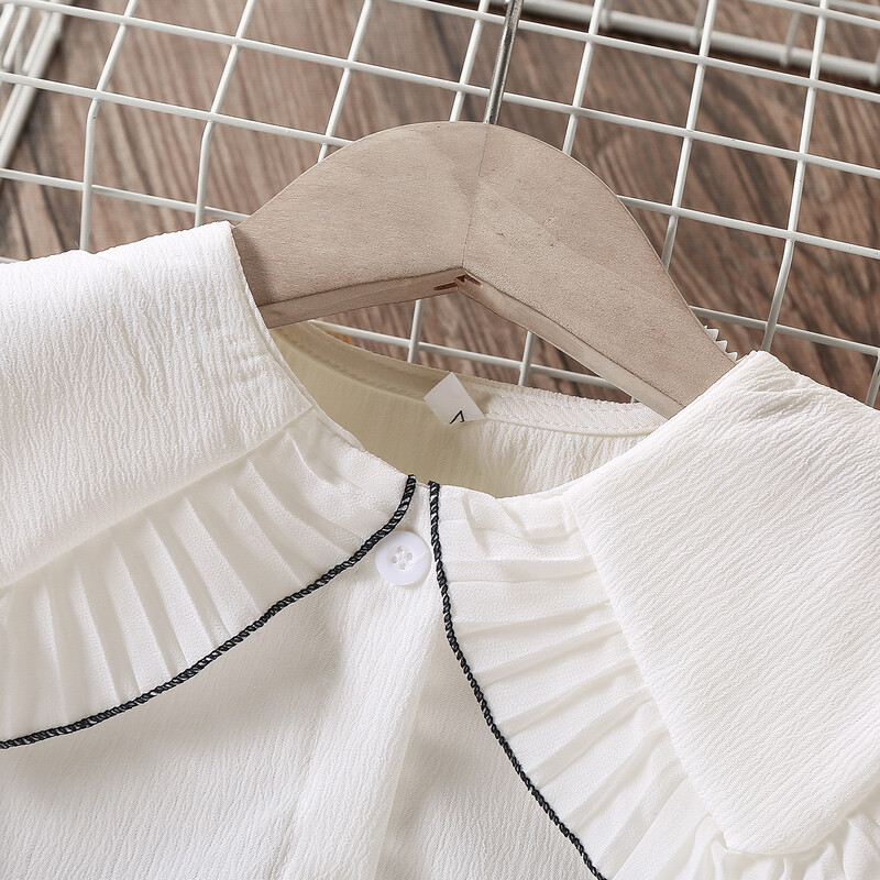 Kooli Unifom Lastele Valged Särgid Tüdrukutele Pluusid Šifoon Kevad Sügis Pikad varrukad Laste Riided Teismelised 4 6 8 10 12 aastat