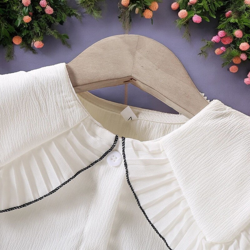 Kooli Unifom Lastele Valged Särgid Tüdrukutele Pluusid Šifoon Kevad Sügis Pikad varrukad Laste Riided Teismelised 4 6 8 10 12 aastat