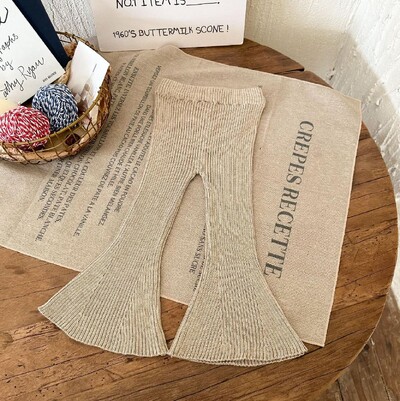 Široke hlače za djevojčice od 1 do 8 godina Proljeće jesen Pamučne rebraste dječje hlače za malu djecu Odjeća za djevojčice Dječje hlače Stvari za bebe Božić