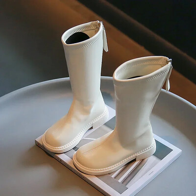 Tüdrukute mood kõrged saapad, uued 2023. aasta sügistalvised lapsed, talvine kummist välistald, libisemisvastane paks, soe tõmblukk Printsessisaapad vabaajajalatsid