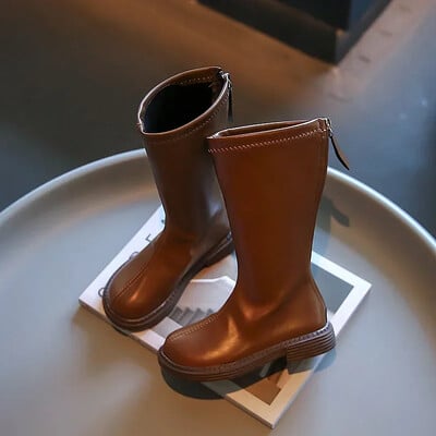 Tüdrukute mood kõrged saapad, uued 2023. aasta sügistalvised lapsed, talvine kummist välistald, libisemisvastane paks, soe tõmblukk Printsessisaapad vabaajajalatsid