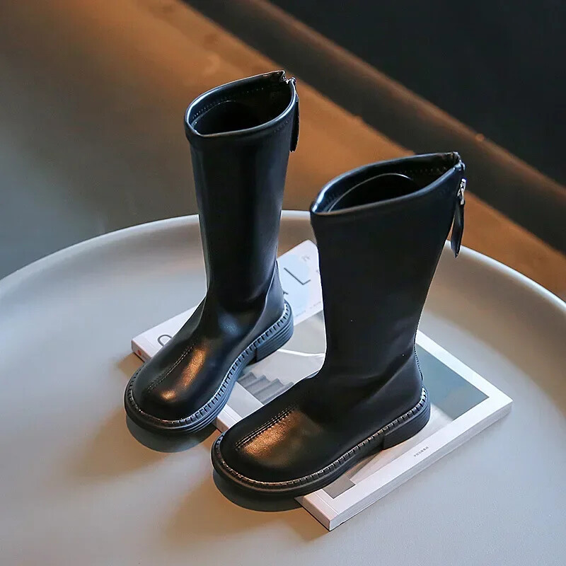 Tüdrukute mood kõrged saapad, uued 2023. aasta sügistalvised lapsed, talvine kummist välistald, libisemisvastane paks, soe tõmblukk Printsessisaapad vabaajajalatsid