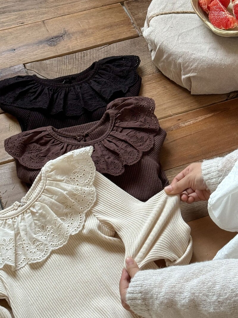 4202 Cămașă cu fundul pentru bebeluși 2024 Toamna nou coreeană, confortabil, moale, pentru fete