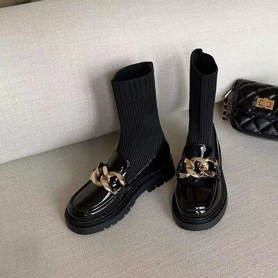 stvarne slike Dječje jesen i zima 2024. Nove visoke kratke čizme Dječje cipele Male kožne cipele Čizme Čarape Čizme