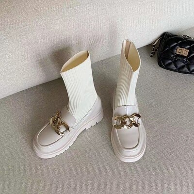 stvarne slike Dječje jesen i zima 2024. Nove visoke kratke čizme Dječje cipele Male kožne cipele Čizme Čarape Čizme