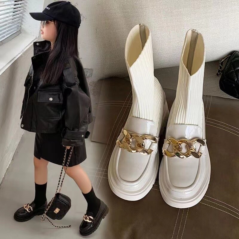 stvarne slike Dječje jesen i zima 2024. Nove visoke kratke čizme Dječje cipele Male kožne cipele Čizme Čarape Čizme