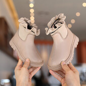 1 3 5 6 9 10 12 aastat Baby Fashion Pits sokid Väike tüdruk Pahkluu Sügis Talv Laste Suured Lapsed Kingad Printsess PU nahast saapad