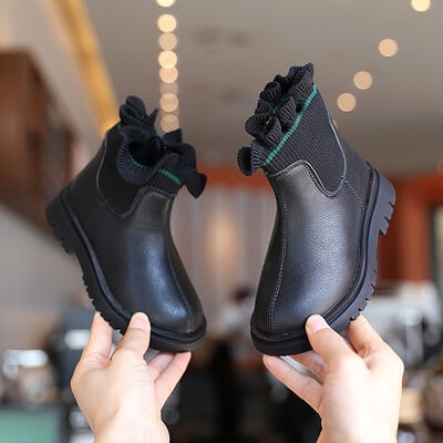 1 3 5 6 9 10 12 aastat Baby Fashion Pits sokid Väike tüdruk Pahkluu Sügis Talv Laste Suured Lapsed Kingad Printsess PU nahast saapad