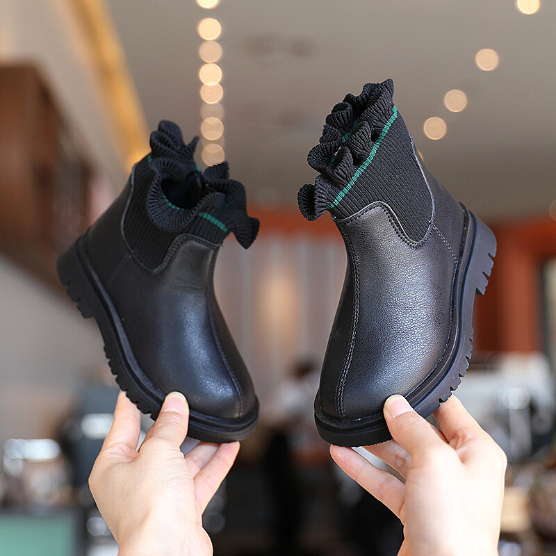 1 3 5 6 9 10 12 aastat Baby Fashion Pits sokid Väike tüdruk Pahkluu Sügis Talv Laste Suured Lapsed Kingad Printsess PU nahast saapad